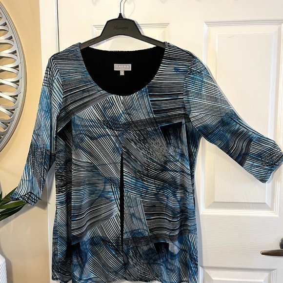 Laura (plus), XL blue tunic top, 2 layered - Picture 2 of 6
